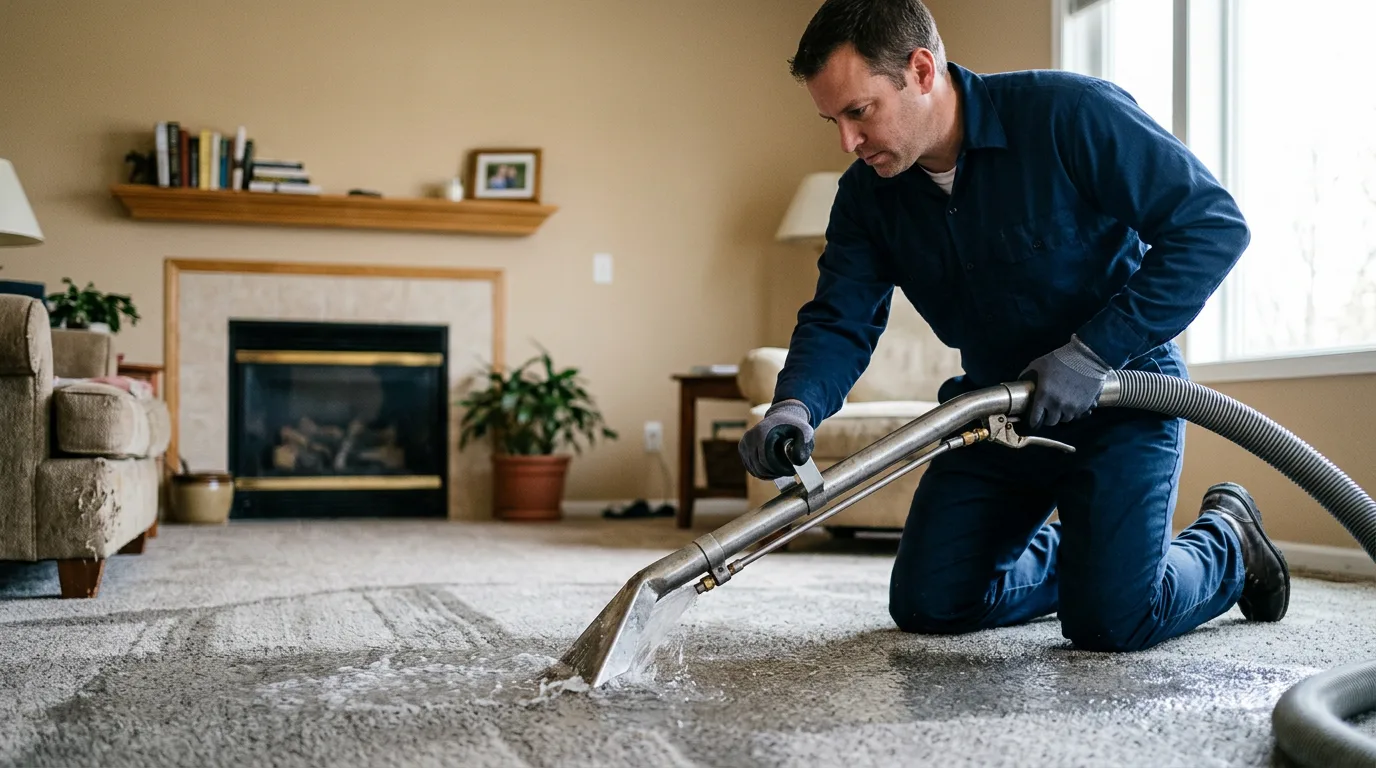 Water damage restoration technician working near Mount Morris, IL